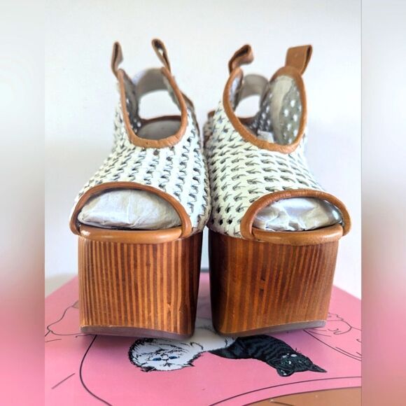 Jeffrey Campbell Maximalist Hyper Feminine Retro Art To Wear Wedge Heel 7  - Picture 3 of 13